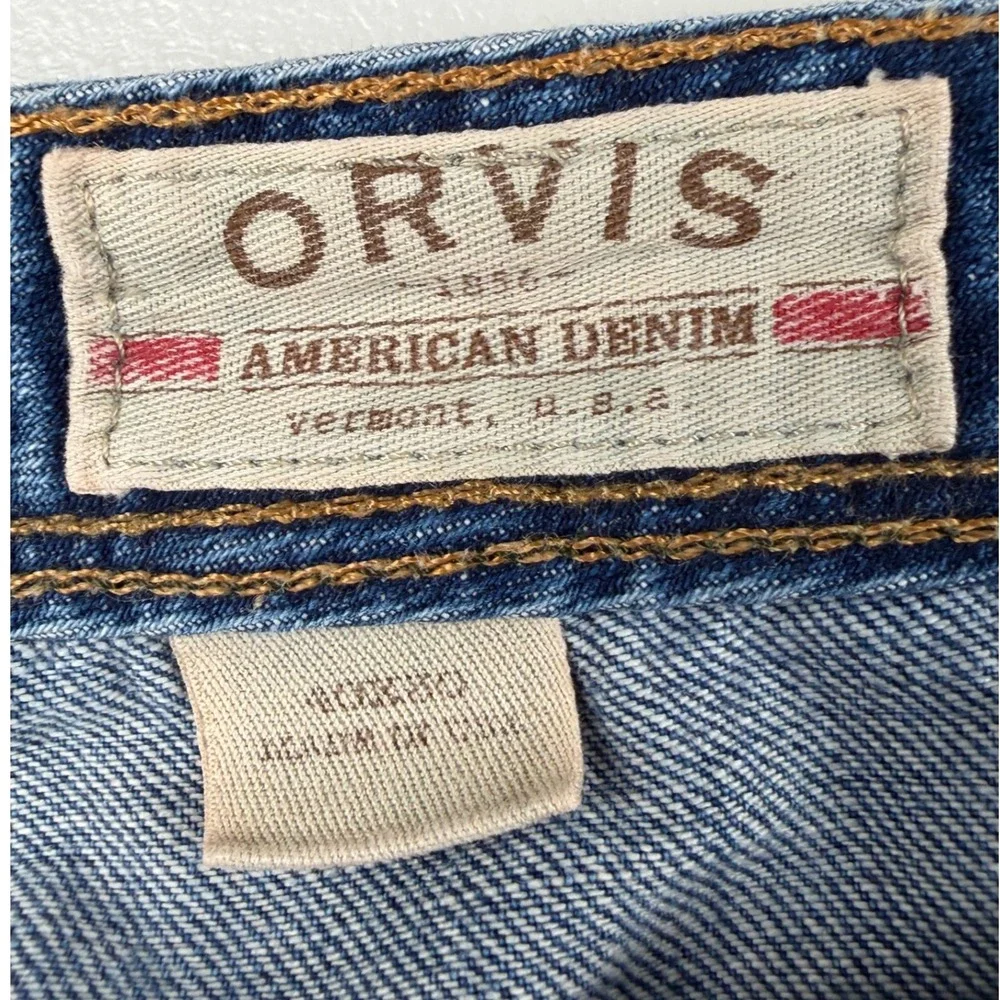 Orvis American Denim Mens Blue Straight Leg Jeans Medium Wash 38x29 Made in USA